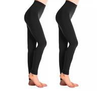 ER Direct Soft Brushed Fleece Lined Thermal Opaque Leggings, Warm & Cosy, 300 Denier, Black, Sizes S-XXL (Pack of 2) (UK, Waist, L, Regular, Regular, Black)