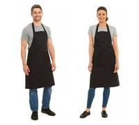 ER Direct Unisex Plain Aprons for Women and Men with Pocket Catering Kitchen Cooking Baking Gardening Restaurant BBQ and Coffee House Use (Black)
