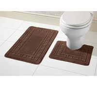 ER Direct Vintage Bath Mat Set, Super Soft Non Slip Bath Mat & Pedestal Set, Multiple Colours, Ultra Absorbent Bath Rug (Brown)