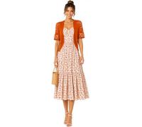ER Direct Women's Crochet Open Front Lace Knit Short Sleeve Summer Cover Up, Lightweight Hollow Out Cropped Bolero Shrug Cardigan for Dresses, Casual Evening Beachwear (Rust-XL)