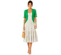 ER Direct Women's Crochet Open Front Lace Knit Short Sleeve Summer Cover Up, Lightweight Hollow Out Cropped Bolero Shrug Cardigan for Dresses, Casual Evening Beachwear (Green-L)