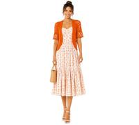 ER Direct Women's Crochet Open Front Lace Knit Short Sleeve Summer Cover Up, Lightweight Hollow Out Cropped Bolero Shrug Cardigan for Dresses, Casual Evening Beachwear (Orange-L)
