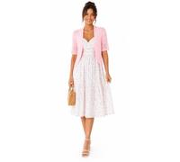 ER Direct Women's Crochet Open Front Lace Knit Short Sleeve Summer Cover Up, Lightweight Hollow Out Cropped Bolero Shrug Cardigan for Dresses, Casual Evening Beachwear (Baby Pink-L)