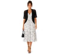 ER Direct Women's Crochet Open Front Lace Knit Short Sleeve Summer Cover Up, Lightweight Hollow Out Cropped Bolero Shrug Cardigan for Dresses, Casual Evening Beachwear (Black-XL)
