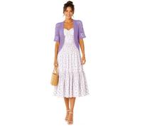 ER Direct Women's Crochet Open Front Lace Knit Short Sleeve Summer Cover Up, Lightweight Hollow Out Cropped Bolero Shrug Cardigan for Dresses, Casual Evening Beachwear (Lilac-XXL)