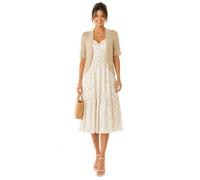ER Direct Women's Crochet Open Front Lace Knit Short Sleeve Summer Cover Up, Lightweight Hollow Out Cropped Bolero Shrug Cardigan for Dresses, Casual Evening Beachwear (Stone-XL)