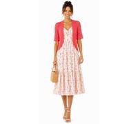ER Direct Women's Crochet Open Front Lace Knit Short Sleeve Summer Cover Up, Lightweight Hollow Out Cropped Bolero Shrug Cardigan for Dresses, Casual Evening Beachwear (Coral-XL)