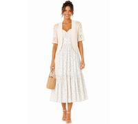 ER Direct Women's Crochet Open Front Lace Knit Short Sleeve Summer Cover Up, Lightweight Hollow Out Cropped Bolero Shrug Cardigan for Dresses, Casual Evening Beachwear (Cream-L)