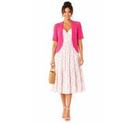 ER Direct Women's Crochet Open Front Lace Knit Short Sleeve Summer Cover Up, Lightweight Hollow Out Cropped Bolero Shrug Cardigan for Dresses, Casual Evening Beachwear (Cerise-XL)