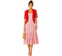 ER Direct Women's Crochet Open Front Lace Knit Short Sleeve Summer Cover Up, Lightweight Hollow Out Cropped Bolero Shrug Cardigan for Dresses, Casual Evening Beachwear (Red-XL)