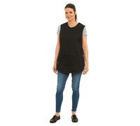 ER Direct Womens Home Work Kitchen Catering Cleaning Bar Plus Size Plain Coloured Large Pocket Side Fastening Tabard Apron (Black, 3XL)