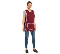ER Direct Womens Home Work Kitchen Catering Cleaning Bar Plus Size Plain Coloured Large Pocket Side Fastening Tabard Apron (Burgundy, XXL)