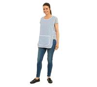 ER Direct Womens Home Work Kitchen Catering Cleaning Bar Plus Size Plain Coloured Large Pocket Side Fastening Tabard Apron (Stripes - Royal Blue, L)