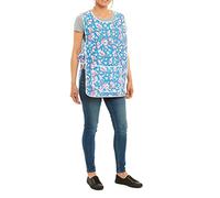 ER Direct Womens Home Work Kitchen Catering Cleaning Bar Plus Size Plain Printed Coloured Large Pocket Side Fastening Tabard Apron (Floral - Blue, S)