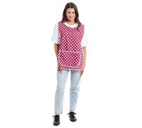 ER Direct Womens Home Work Kitchen Catering Cleaning Bar Plus Size Plain Printed Coloured Large Pocket Side Fastening Tabard Apron (Polka Dot - Wine, XL)