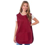 ER Direct Womens Home Work School Kitchen Catering Cleaning Bar Plus Size Plain Printed Coloured Front Large Pocket Side Button Fastening Tabard Apron (Burgundy/Burgundy, S)