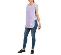 ER Direct Womens Home Work School Kitchen Catering Cleaning Bar Plus Size Plain Printed Coloured Front Large Pocket Side Button Fastening Tabard Apron (Gingham-Lilac, XL)