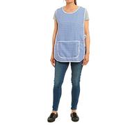ER Direct Womens Home Work School Kitchen Catering Cleaning Bar Plus Size Plain Printed Coloured Front Large Pocket Side Button Fastening Tabard Apron (Gingham-Navy, XL)
