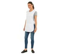 ER Direct Womens Home Work School Kitchen Catering Cleaning Bar Plus Size Plain Printed Coloured Front Large Pocket Side Button Fastening Tabard Apron (White, M)