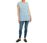 ER Direct Women's Womens Home Work School Kitchen Catering Cleaning Bar Plus Size Printed Coloured 2 pockets and Front Button Fastening Tabard Apron (Dogtooth Blue, S)