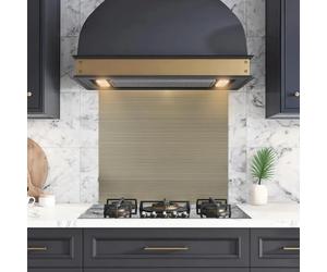 eR Home 600x550MM Stainless Steel Splashback for Kitchen With Black Yellow Antique Copper Finish, 1mm Thick Kitchen Splashback for Cooker with Adhesive/Glue included | Easy to Install & Clean