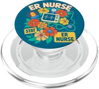 ER Nurse Boho Floral Retro Wildflower Botanical PopSockets PopGrip for MagSafe