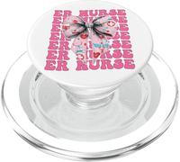 ER Nurse Emergency Nurse Girl Coquette Bow Pink Ribbon PopSockets PopGrip for MagSafe
