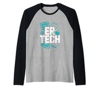 ER Tech Heartbeat Stethoscope Emergency Room Raglan Baseball Tee