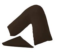 ER Traders Ltd V Pillow With V Pillowcase Hollowfibre Back and Neck Support V Shaped Orthopedic (Brown, Cover Only)