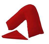 ER Traders Ltd V Pillow With V Pillowcase Hollowfibre Back and Neck Support V Shaped Orthopedic (Red, Cover Only)