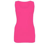 ER Traders Ltd Women Plain Bright Stretchy Ladies Ribbed Vest Top T Shirt Strap Plus Sizes 16-28 (UK 22-24, Neon Pink)