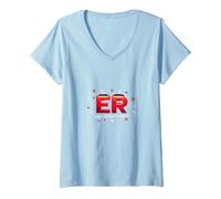 ER: Where The Real Drama is - Medical Humor V-Neck T-Shirt, Women, Baby Blue, S