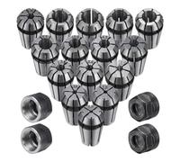 ER11 Spring Clamp Set M14 Collet Nuts for CNC Milling and Engraving 19pcs Metal As Shown, 1.0-7mm and 1/4.1/8