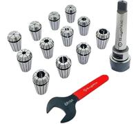 ER16-12 Pcs Collet Set Range 1/32-3/8" Milling Collet Adopter with Spanner (MT-3 Teng Style)
