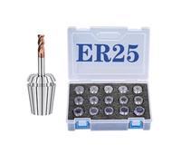 ER25 collet, ER25 chuck set, made of 65Mn spring steel material, with an AA accuracy of 0.008mm(ER25-(1-19mm)10PCS)