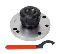 ER32 Collet Chuck, ER32 Collet Fixture Plain Back 100mm Dia for Lathe CNC Milling Machines, Carbon Steel High Concentricity CNC Milling Lathe Chuck Round Chuck with Wrench