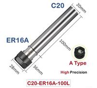 ER8A, ER11A, ER16A, ER20A Straight Shank Extension Chuck, Hardened & Precision Ground, Wide Range of Tool Holder Diameters (C20-ER16A)