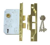 ERA 287-32 2.5-inch 64mm 2-Lever Rebated Door Lock with Brass Effect, Gold