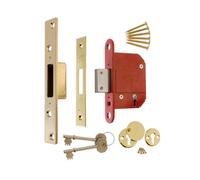 Era British Standard High Security Fortress 5 Lever Deadlock 64mm Keyed Alike - Polished Brass