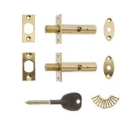 ERA Benelux Door Security Bolt 838-33 Brass with 1 Key 2 Pieces 3.0x17.0x10.5 cm
