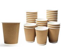 ERA PACK 100 x Kraft 12oz Ripple Paper Cups - Strong 3-PLY Disposable Cups - Leak-Proof, Recyclable Design, Insulated Coffee Cup for Hot Drinks, Tea, and Beverages (500)