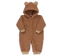 Era uma Vez Baby Bear Fleece Pramsuit - Unisex Warm Hooded All-in-One with Ears - Soft Sherpa Romper for Newborns & Toddlers (Caramel, 9-12 MONTHS)