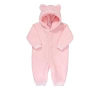 Era uma Vez Baby Bear Fleece Pramsuit - Unisex Warm Hooded All-in-One with Ears - Soft Sherpa Romper for Newborns & Toddlers (Pink, 6-9 MONTHS)