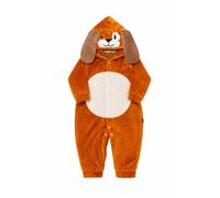 Era uma Vez Baby Plush Hooded All-in-One with Embroidered Animal Ears, Super Soft Winter Romper 0 to 12 Months Premium In-House Made, Sustainable & Ultra Cosy (Dog, 0-3 Months)