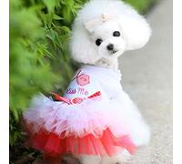 EraAja Pet Puppy Small Dog Cat Lace Skirt Princess Tutu Dress Clothing Costume Dog Coat with Harness for Small Dogs (Pink, M)