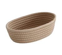 EraAja Small Braided Baskets, Empty Tiny Storage Baskets, Cotton Rope Baskets, Oval Decorative Baskets, Carpet Storage Bag 8 x 10 (Khaki, B)
