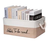EraGleeVibe Book Storage Basket TBR Book Lover Gifts to Be Read Organizer Bin with Handles Bookworm Gift for Student Teacher Home Classroom Reading Decorative Box Bookish Accessories (Khaki)