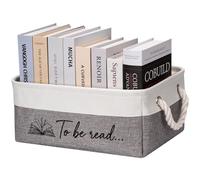 EraGleeVibe Book Storage Basket TBR Book Lover Gifts to Be Read Organizer Bin with Handles Bookworm Gift for Student Teacher Home Classroom Reading Decorative Box Bookish Accessories (Grey)