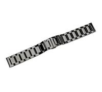 ERAKAFZTTK 18mm 20mm 22mm Solid Three Bead Strap Watch Accessories Stainless Steel Frosted Polished Metal Bracelet(Polished Black,22mm)