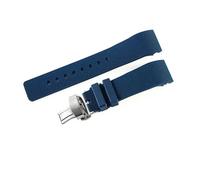 ERAKAFZTTK Black Blue Silicone Watch Strap Fit for Cartier Santos Sandoz 100 Flat Interface 23 20mm Rubber Watch Accessories Men and Women(Blue-ST-B1,20mm)